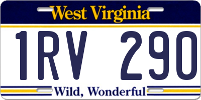 WV license plate 1RV290
