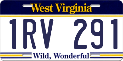 WV license plate 1RV291
