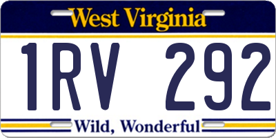 WV license plate 1RV292