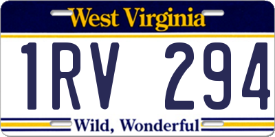 WV license plate 1RV294