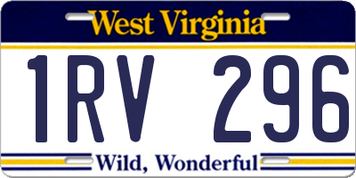 WV license plate 1RV296