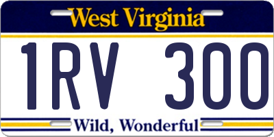 WV license plate 1RV300