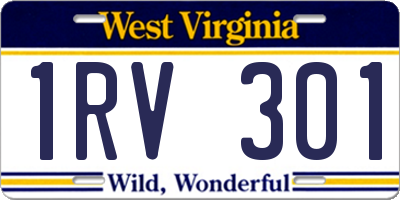 WV license plate 1RV301