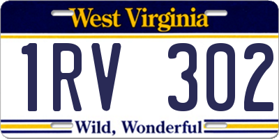 WV license plate 1RV302