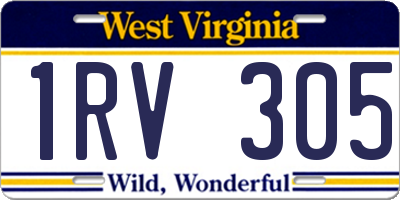 WV license plate 1RV305