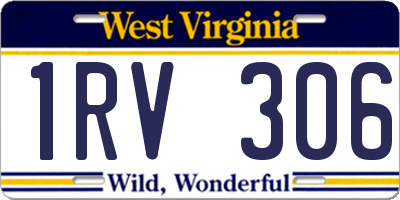 WV license plate 1RV306