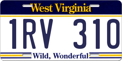 WV license plate 1RV310