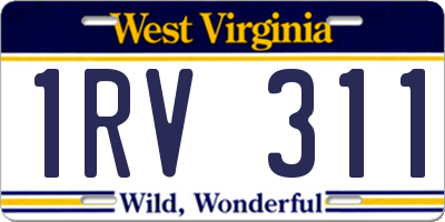 WV license plate 1RV311