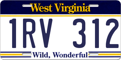 WV license plate 1RV312