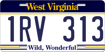 WV license plate 1RV313