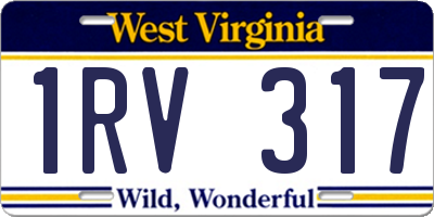 WV license plate 1RV317