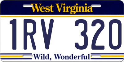 WV license plate 1RV320