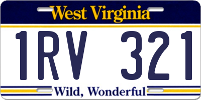 WV license plate 1RV321