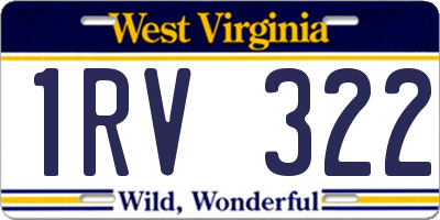 WV license plate 1RV322