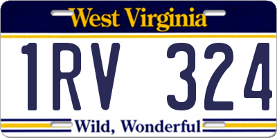 WV license plate 1RV324