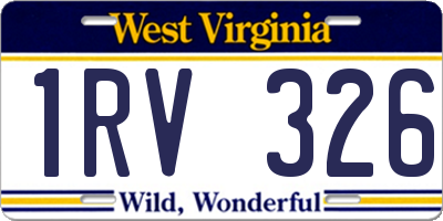 WV license plate 1RV326