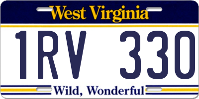 WV license plate 1RV330