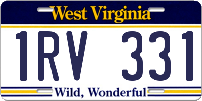 WV license plate 1RV331