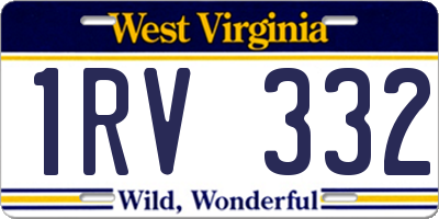 WV license plate 1RV332