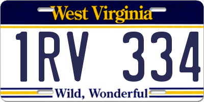 WV license plate 1RV334