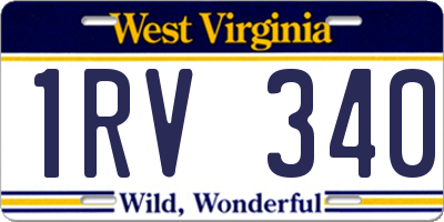 WV license plate 1RV340