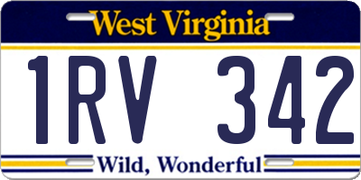 WV license plate 1RV342