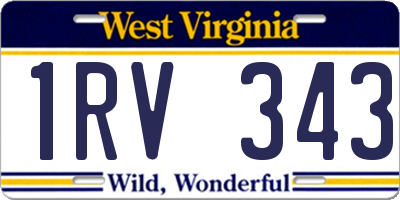WV license plate 1RV343