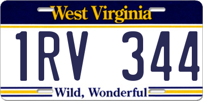 WV license plate 1RV344