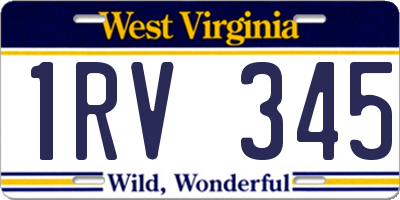 WV license plate 1RV345