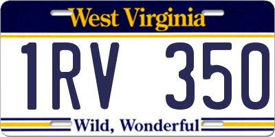 WV license plate 1RV350