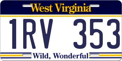 WV license plate 1RV353