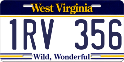 WV license plate 1RV356