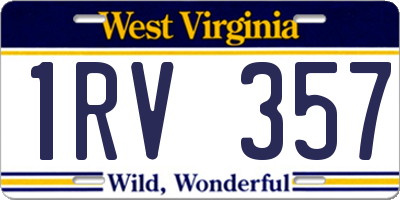 WV license plate 1RV357