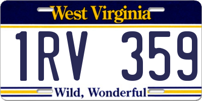 WV license plate 1RV359