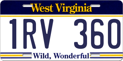 WV license plate 1RV360