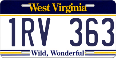 WV license plate 1RV363