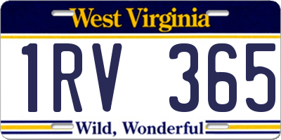 WV license plate 1RV365