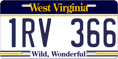 WV license plate 1RV366