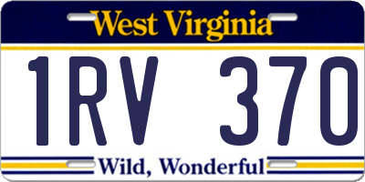 WV license plate 1RV370