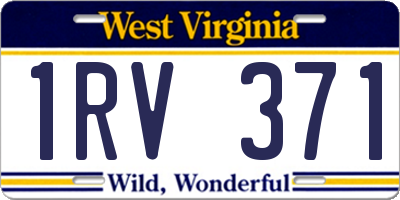WV license plate 1RV371