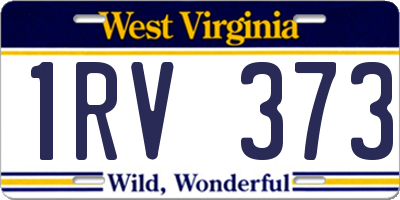 WV license plate 1RV373