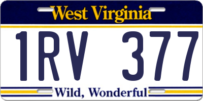 WV license plate 1RV377