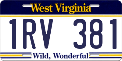 WV license plate 1RV381
