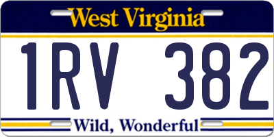 WV license plate 1RV382