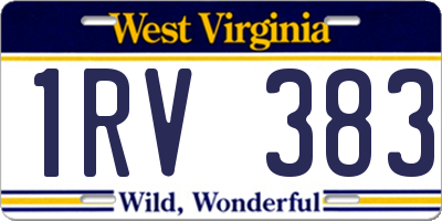 WV license plate 1RV383