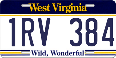WV license plate 1RV384