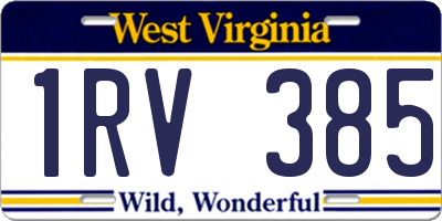 WV license plate 1RV385