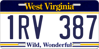 WV license plate 1RV387