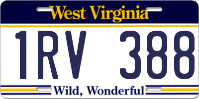 WV license plate 1RV388
