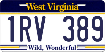 WV license plate 1RV389